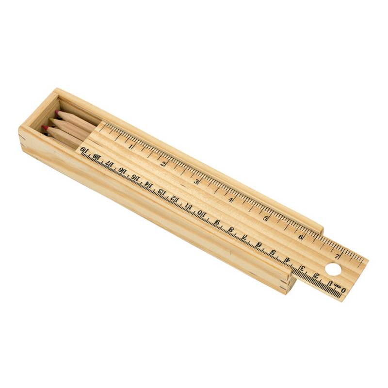 8 ks pastelek v dřevěné krabičce s pravítkem 8 ks pastelek v dřevěné krabičce s pravítkem